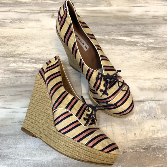 Tabitha Simmons Stripe Oxford Wedge Espadrille - Picture 3 of 8